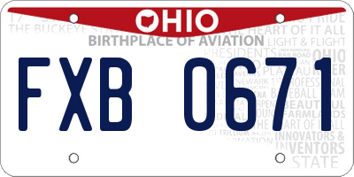 OH license plate FXB0671