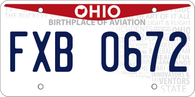OH license plate FXB0672