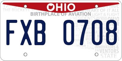 OH license plate FXB0708