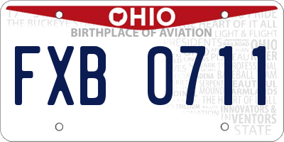OH license plate FXB0711