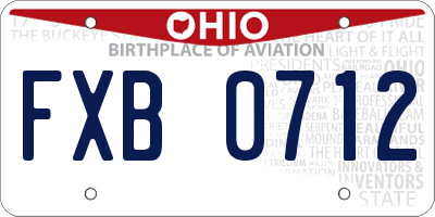 OH license plate FXB0712