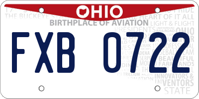 OH license plate FXB0722