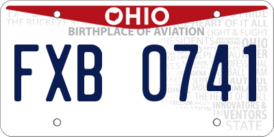 OH license plate FXB0741