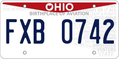 OH license plate FXB0742