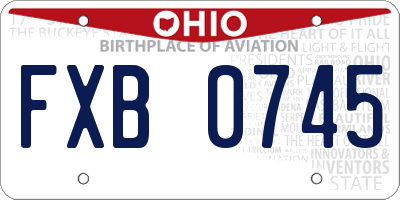 OH license plate FXB0745