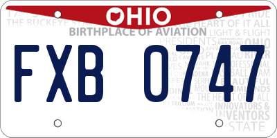 OH license plate FXB0747