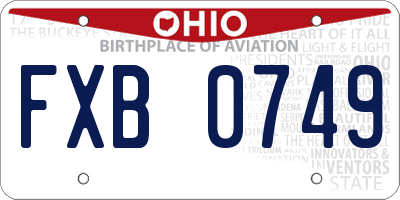 OH license plate FXB0749