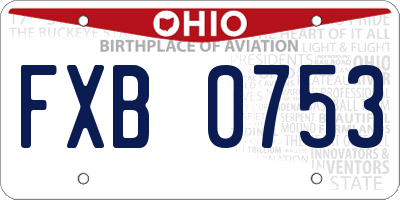 OH license plate FXB0753