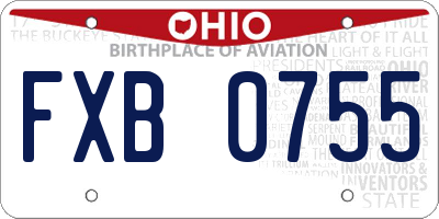 OH license plate FXB0755