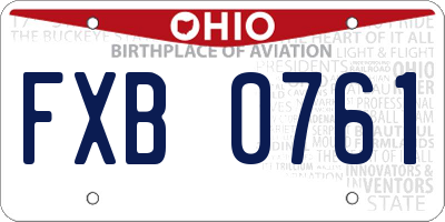 OH license plate FXB0761