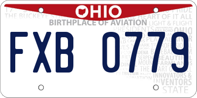 OH license plate FXB0779