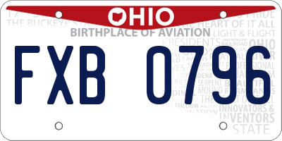 OH license plate FXB0796
