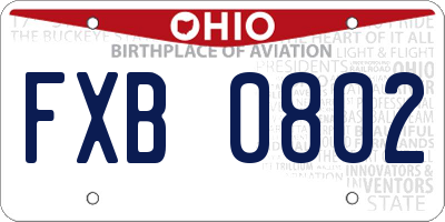 OH license plate FXB0802