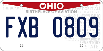 OH license plate FXB0809
