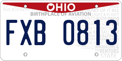 OH license plate FXB0813