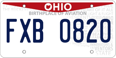 OH license plate FXB0820