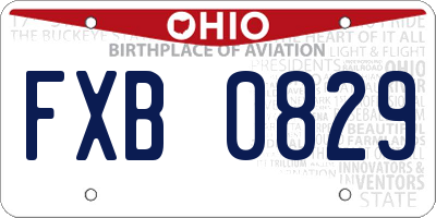 OH license plate FXB0829