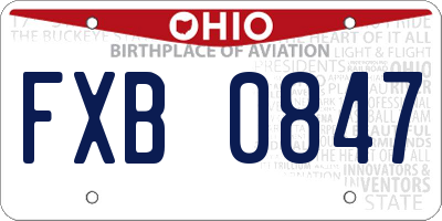 OH license plate FXB0847