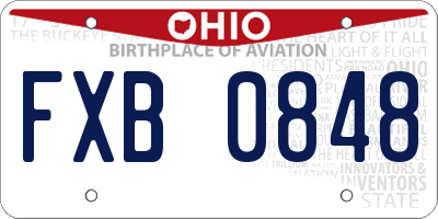 OH license plate FXB0848