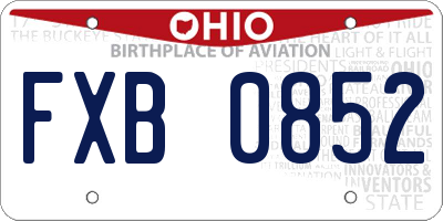OH license plate FXB0852