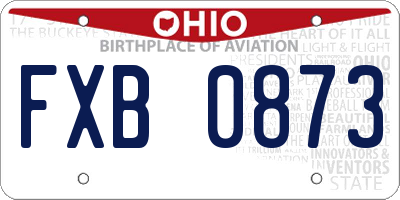 OH license plate FXB0873