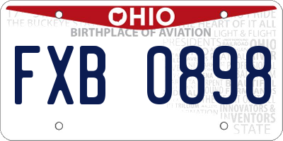 OH license plate FXB0898