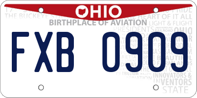 OH license plate FXB0909