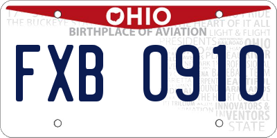 OH license plate FXB0910