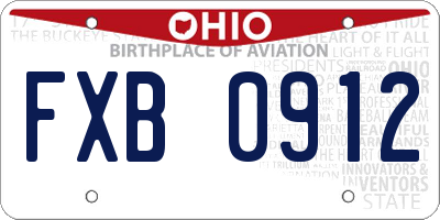 OH license plate FXB0912