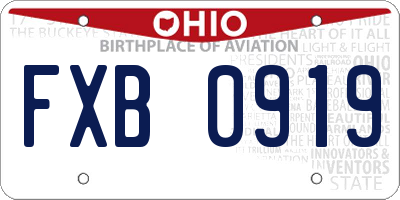 OH license plate FXB0919