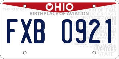 OH license plate FXB0921