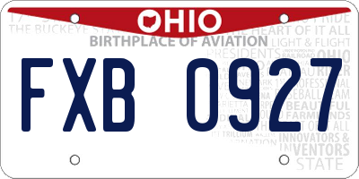 OH license plate FXB0927