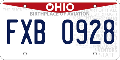 OH license plate FXB0928