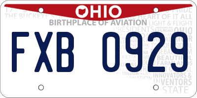 OH license plate FXB0929