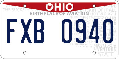 OH license plate FXB0940