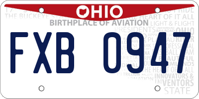 OH license plate FXB0947