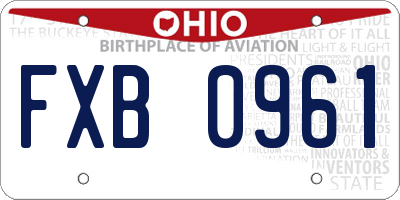 OH license plate FXB0961