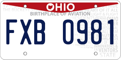 OH license plate FXB0981