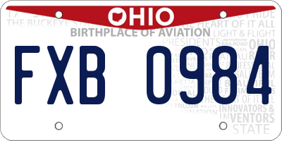 OH license plate FXB0984