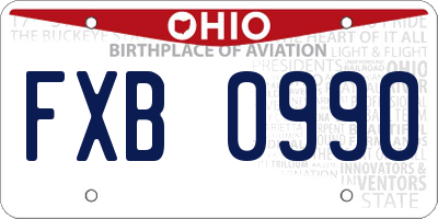 OH license plate FXB0990