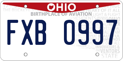OH license plate FXB0997