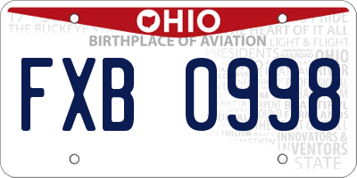 OH license plate FXB0998