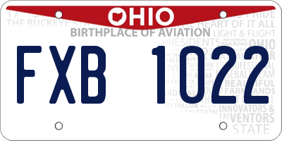OH license plate FXB1022