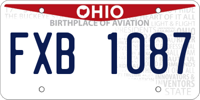 OH license plate FXB1087