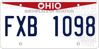 OH license plate FXB1098
