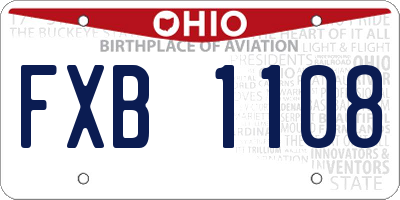 OH license plate FXB1108