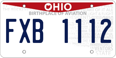 OH license plate FXB1112