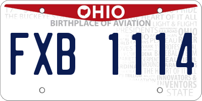 OH license plate FXB1114