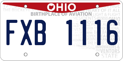 OH license plate FXB1116