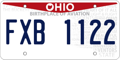 OH license plate FXB1122